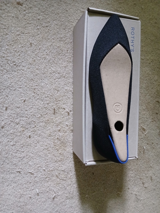 Rothy's Shoes - Rothy's Black Pointed Flat with Blue Trim Size 9